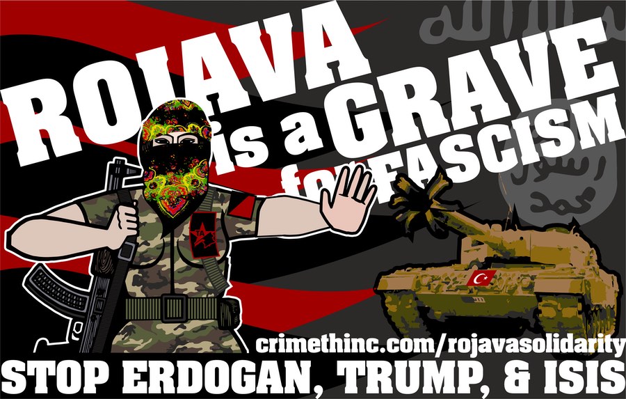 Photo of ‘Rojava is a Grave for Fascism - TA’ front side